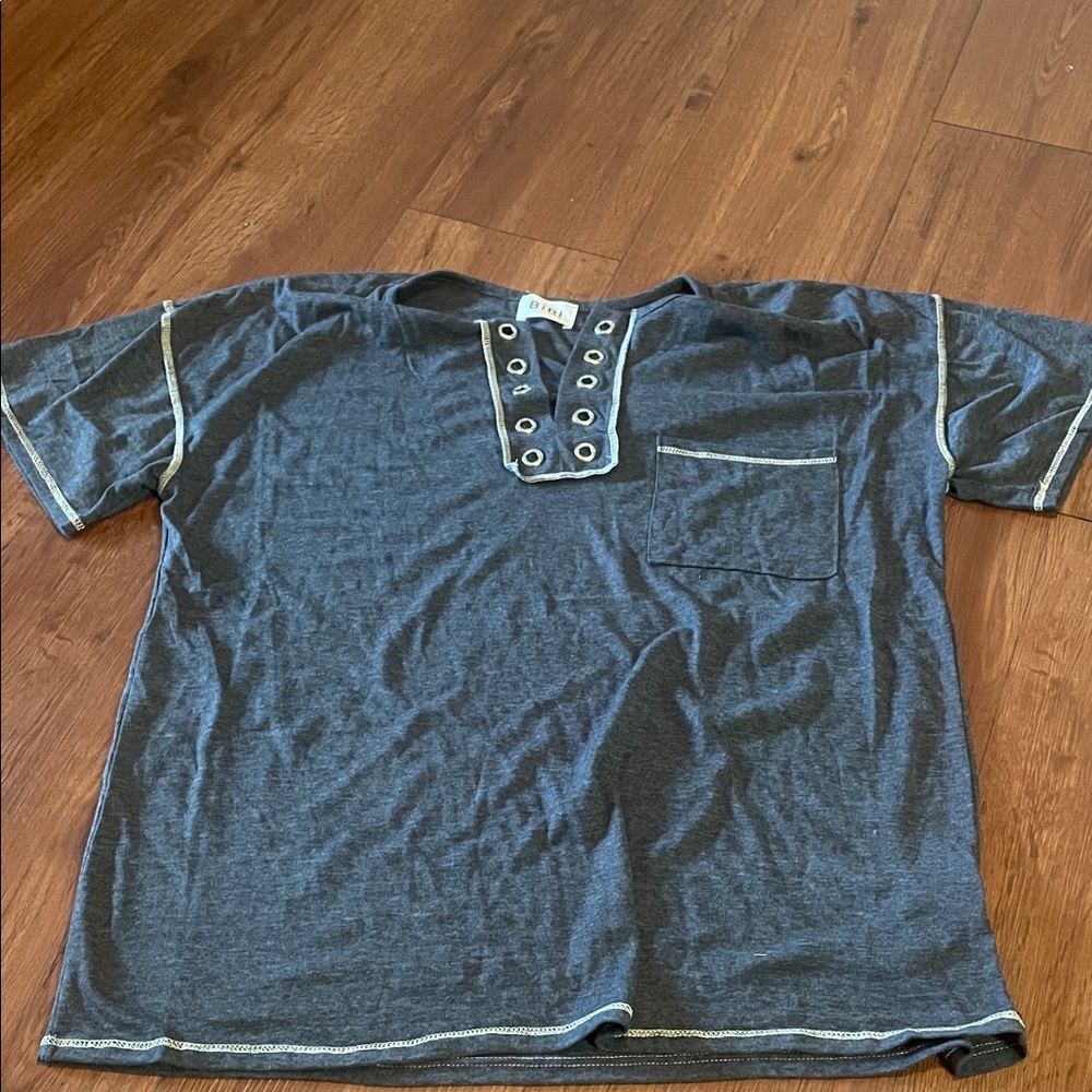 BiBi Charcoal Grommet Detail Top